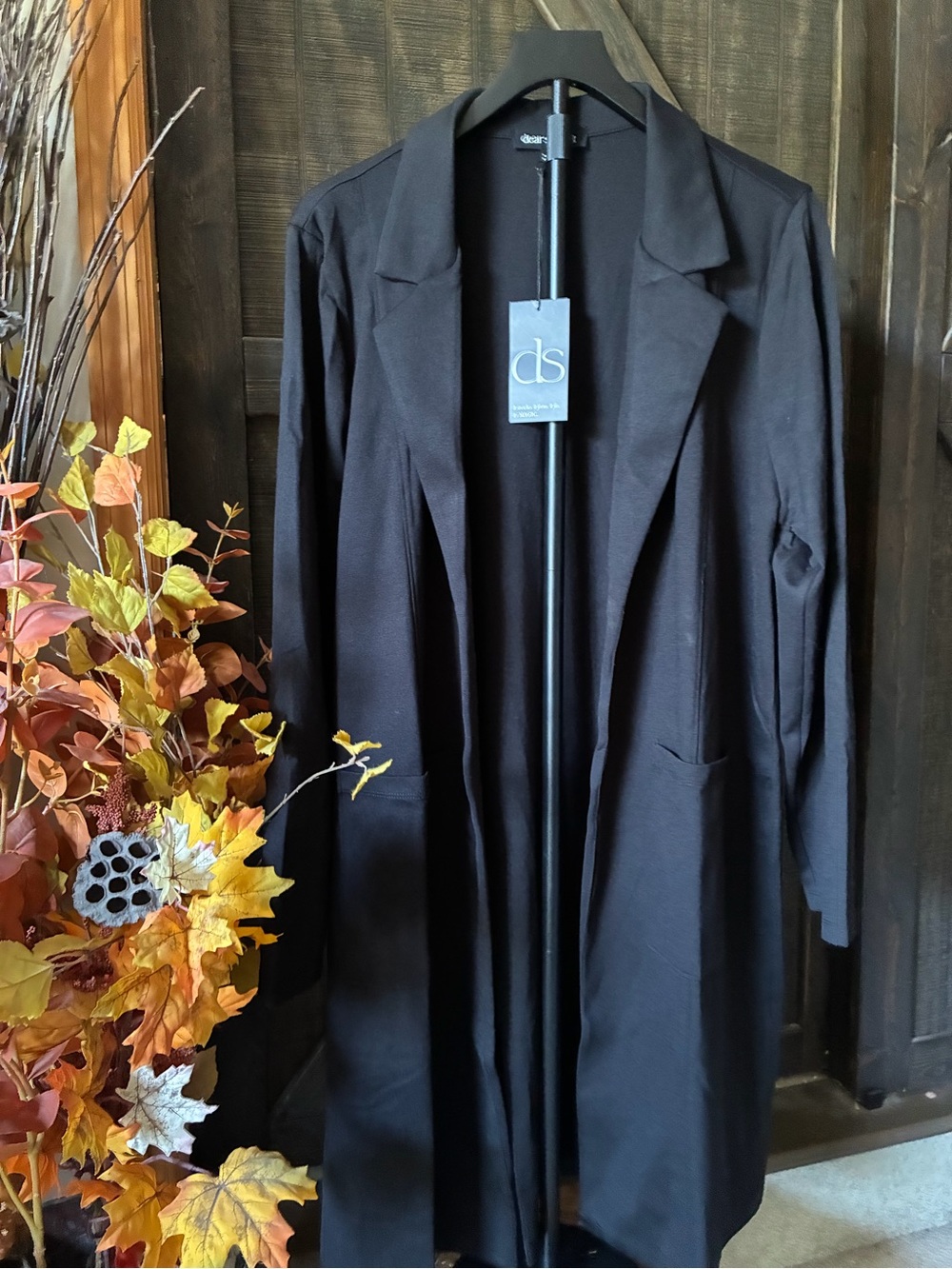 DS Black Longline Trench Coat for Women